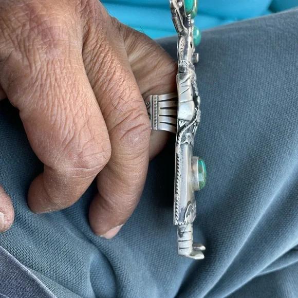 Vintage Navajo ring kachina dancer ring sterling SZ 7.5 - Picture 8 of 9